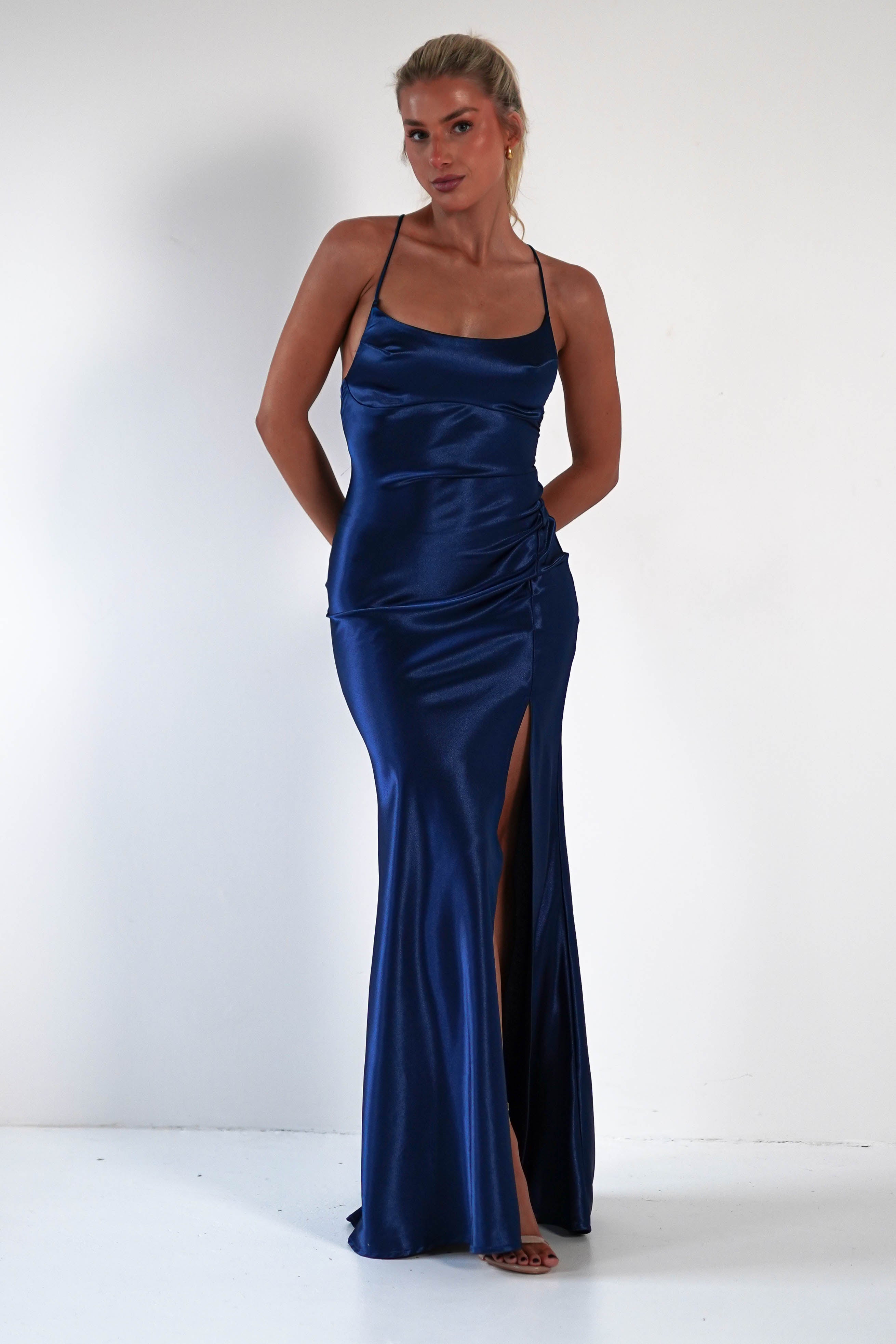 Celinee Satin Maxi Gown | Royal