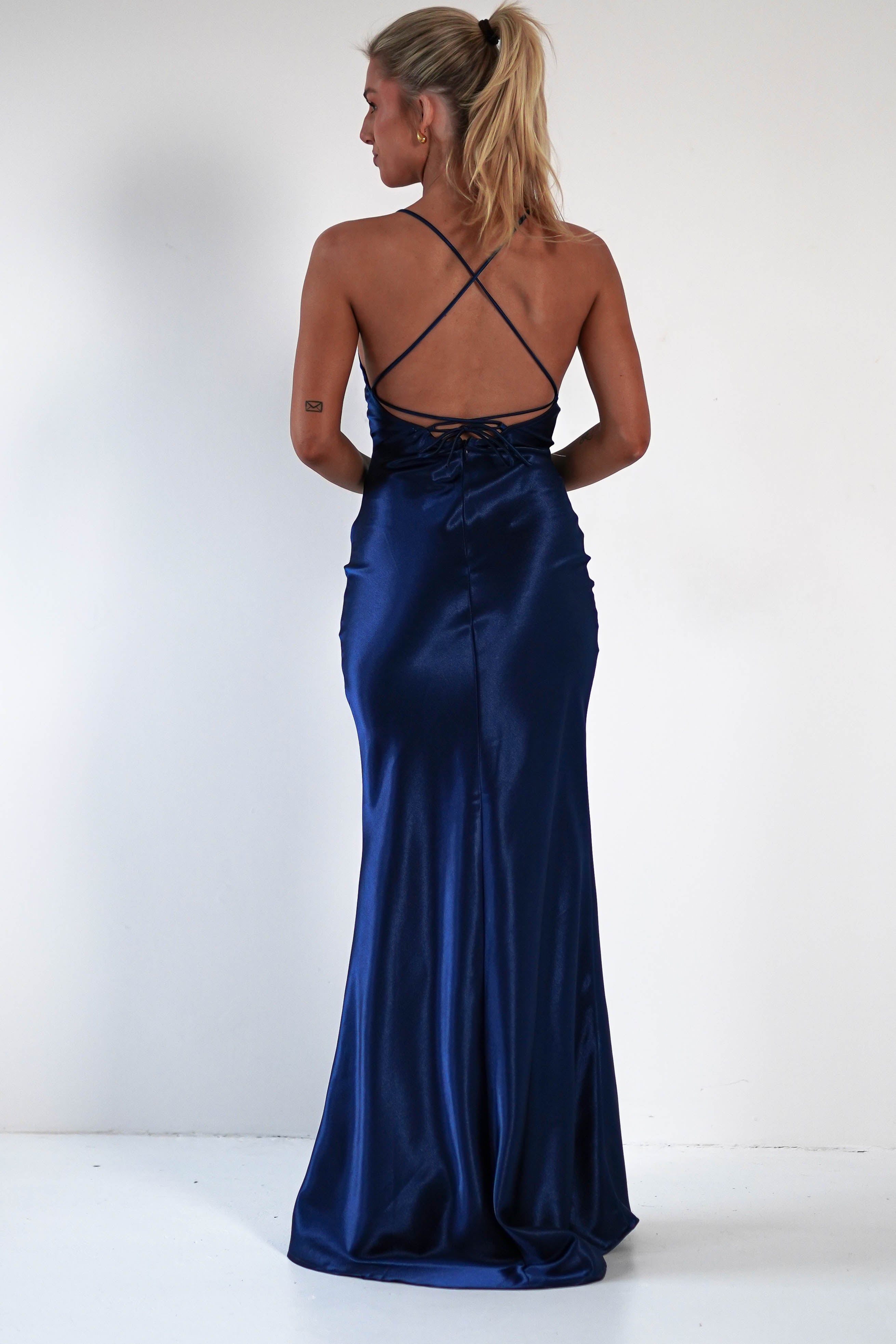 Celinee Satin Maxi Gown | Royal