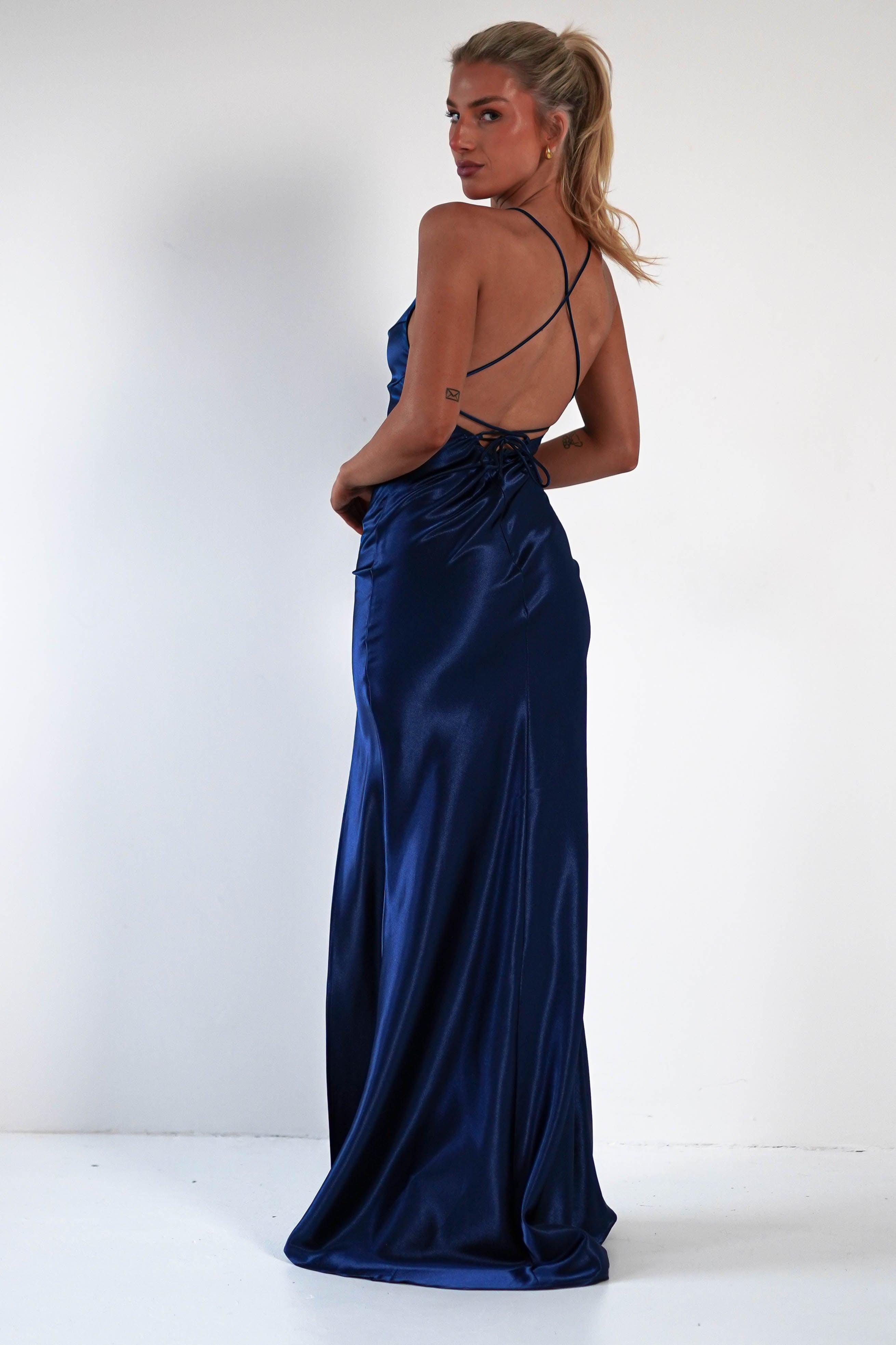 Celinee Satin Maxi Gown | Royal