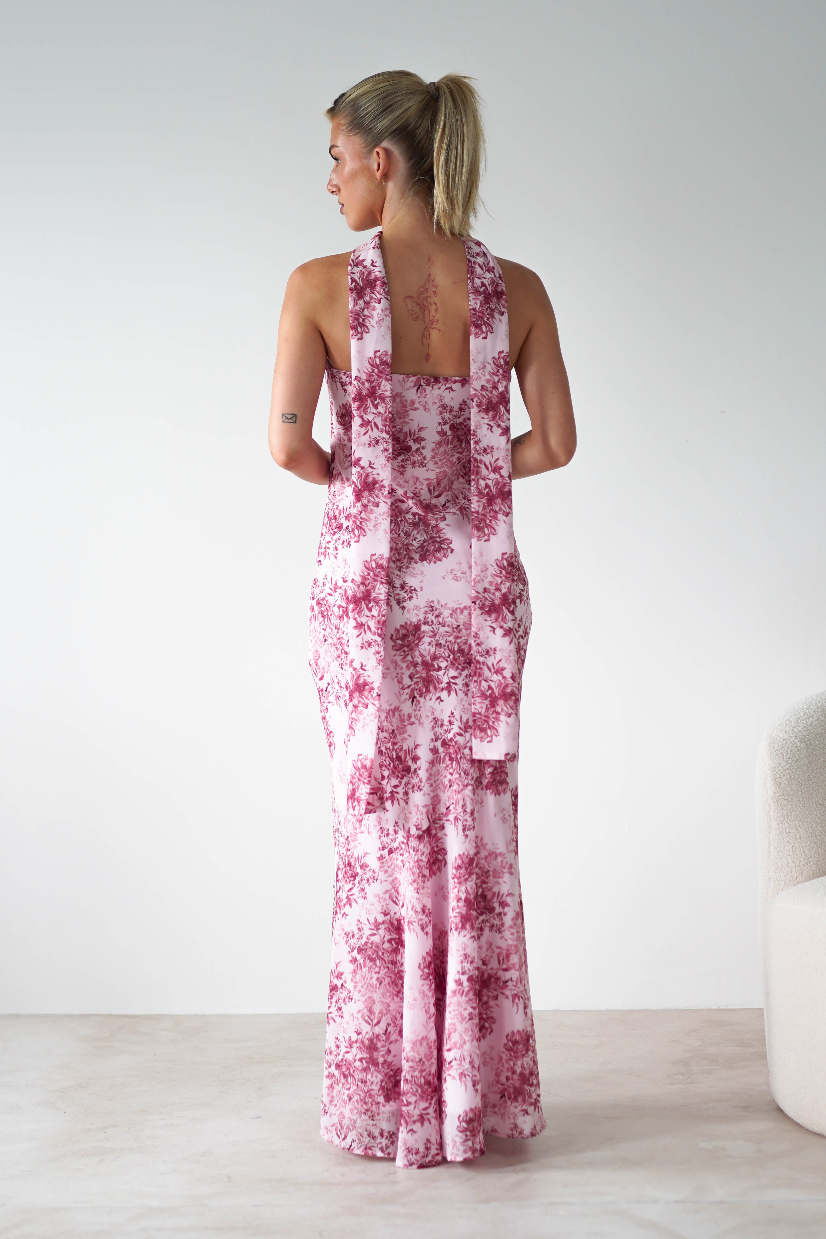 Charlene Floral Chiffon Maxi Dress | Pink Print | Oh Hello Clothing | S (8)