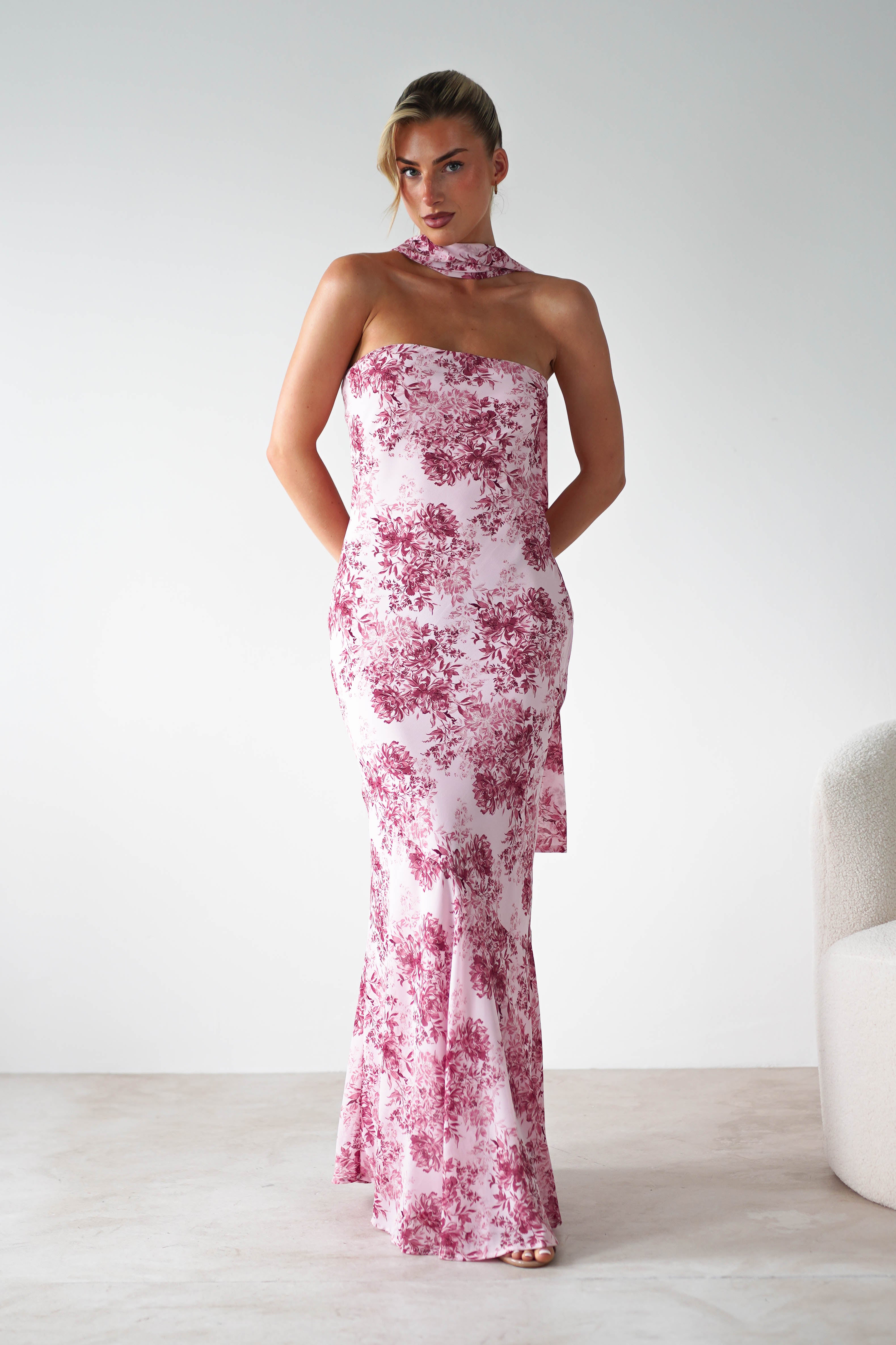 Charlene Floral Chiffon Maxi Dress | Pink Print | Oh Hello Clothing | S (8)