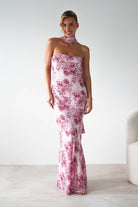 Charlene Floral Chiffon Maxi Dress Pink Print | Wedding Guest Dress | Maxi | Chiffon | Oh Hello Clothing