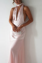 Cheree Silky Halterneck Maxi Dress Pink | Wedding Guest Dress | Halter Neck | Maxi | Oh Hello Clothing