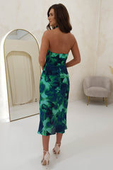 Claudina Halter Neck Midi Dress | Green Print