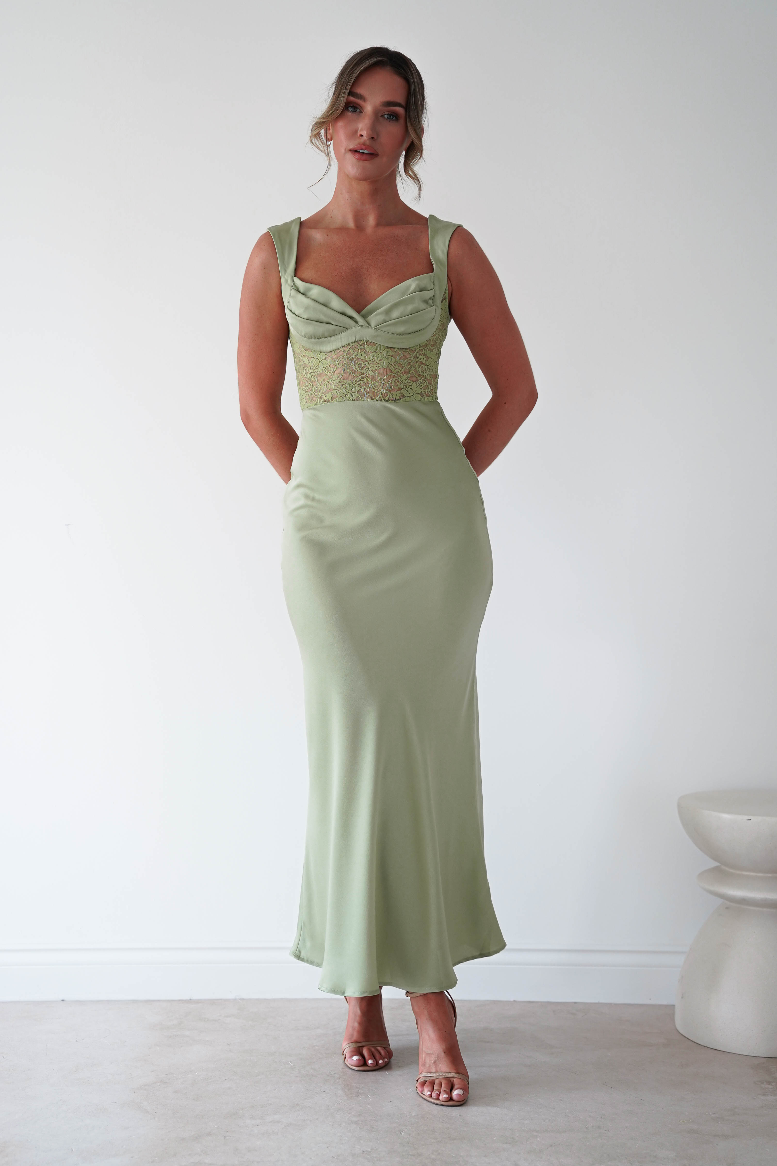 Oh Hello Clothing Women > Clothing > Dresses Cleo Lace Detail Maxi Dress | Sage Green