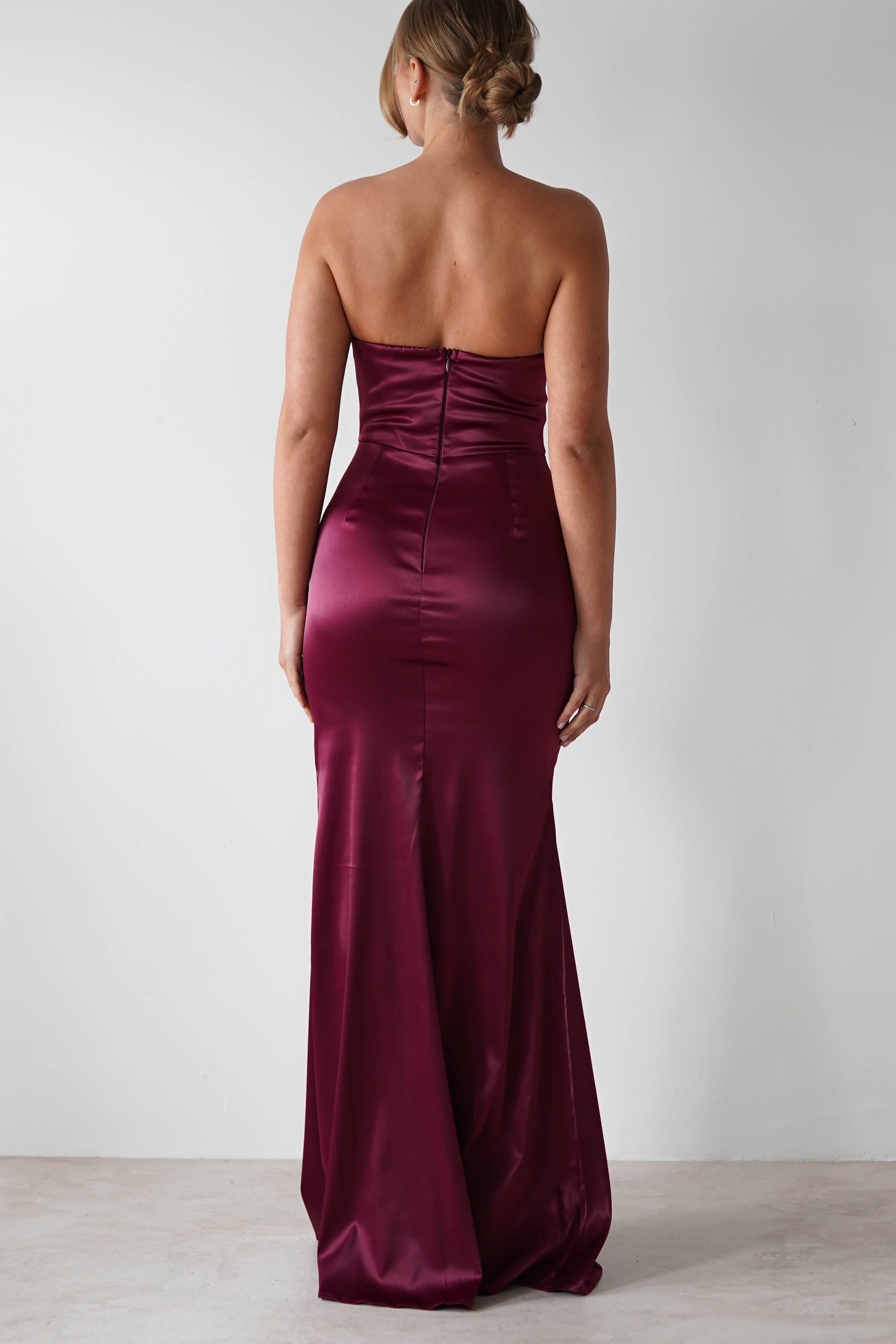 Clydee Soft Corset Maxi Gown | Burgundy