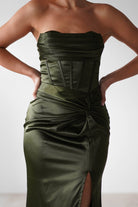 Clydee Soft Corset Maxi Gown | Olive | Debs & Prom | Formal Gown | Oh Hello Clothing