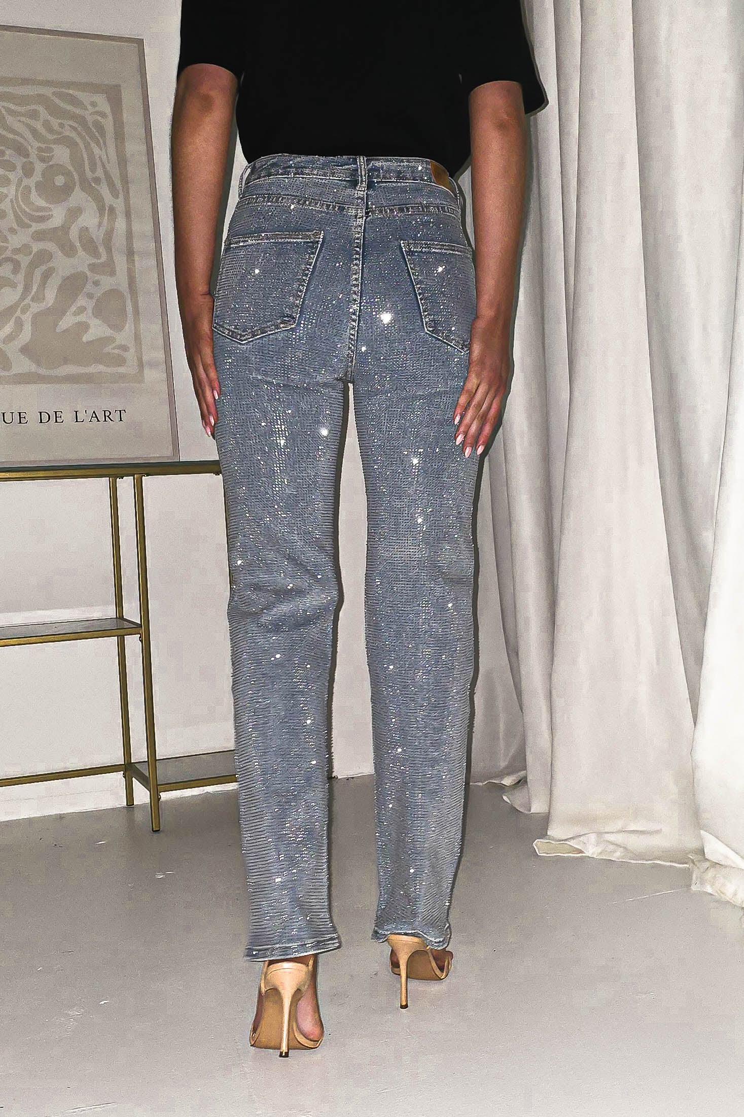 Coleen Sparkle Diamante Jeans | Light Blue