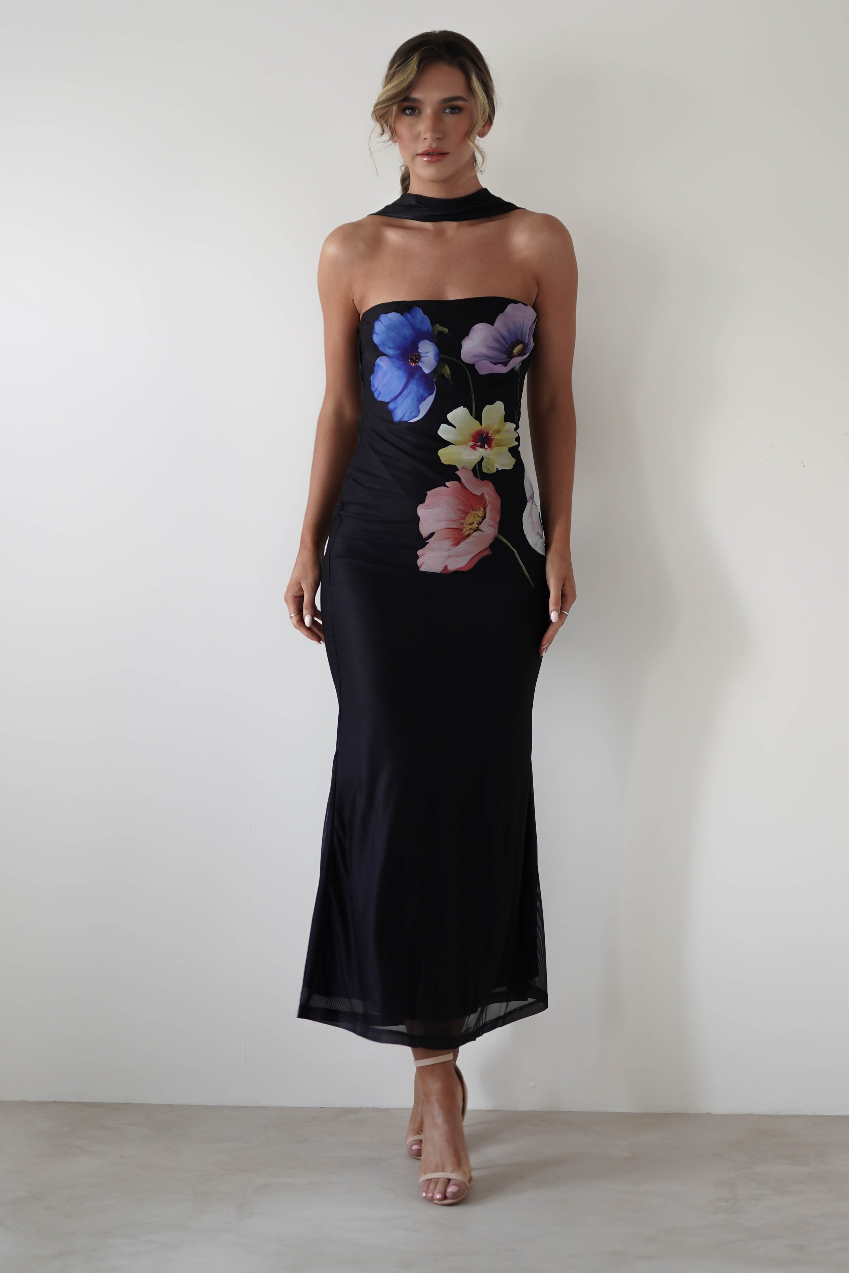 Collins Floral Print Maxi Dress | Black