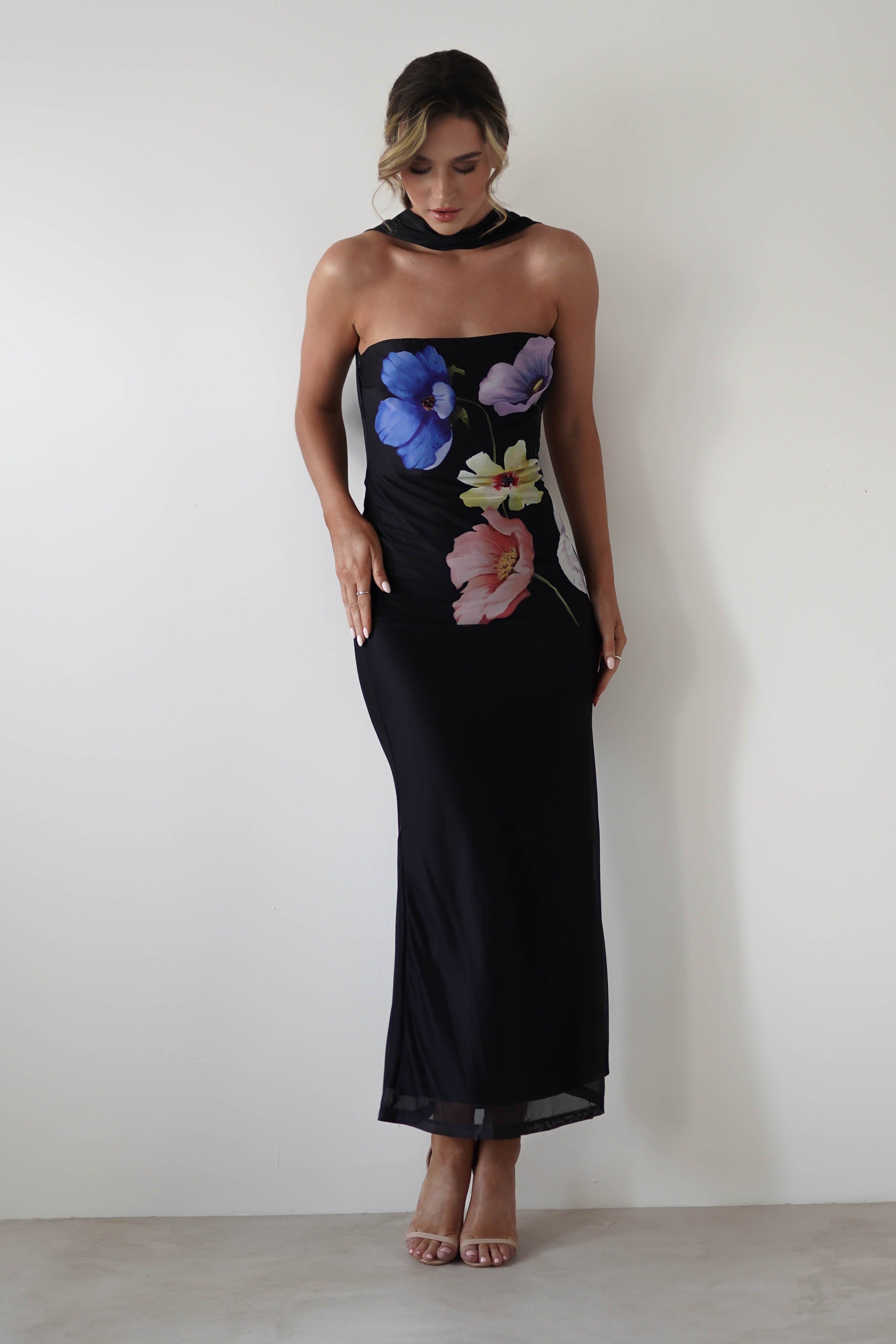 Collins Floral Print Maxi Dress | Black