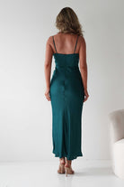 Colorado Soft Satin Midi Dress | Emerald Green | Wedding Guest Dress | Oh Hello Clothing