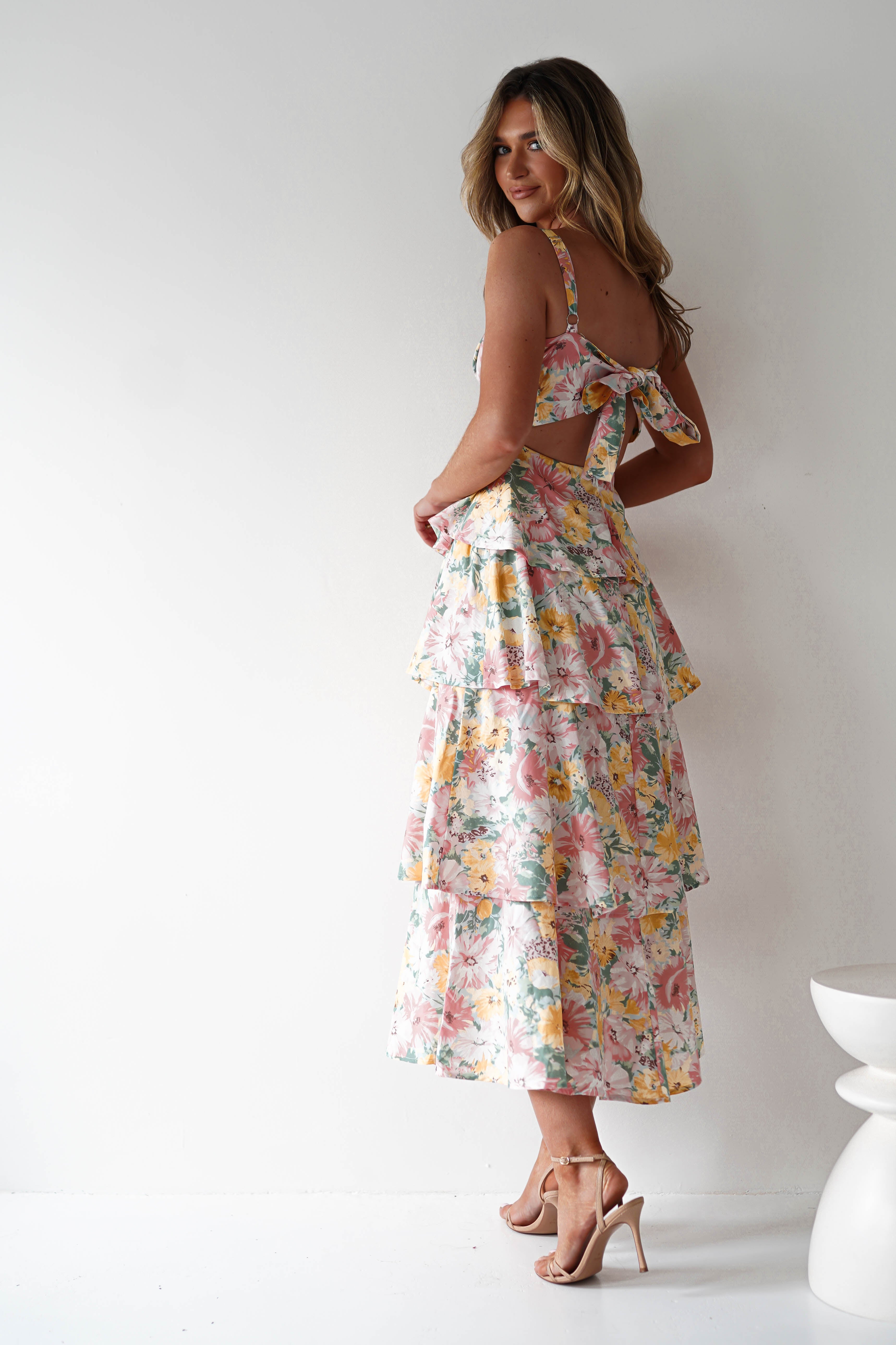 Connie Ruffle Floral Maxi Dress | Mixed Print