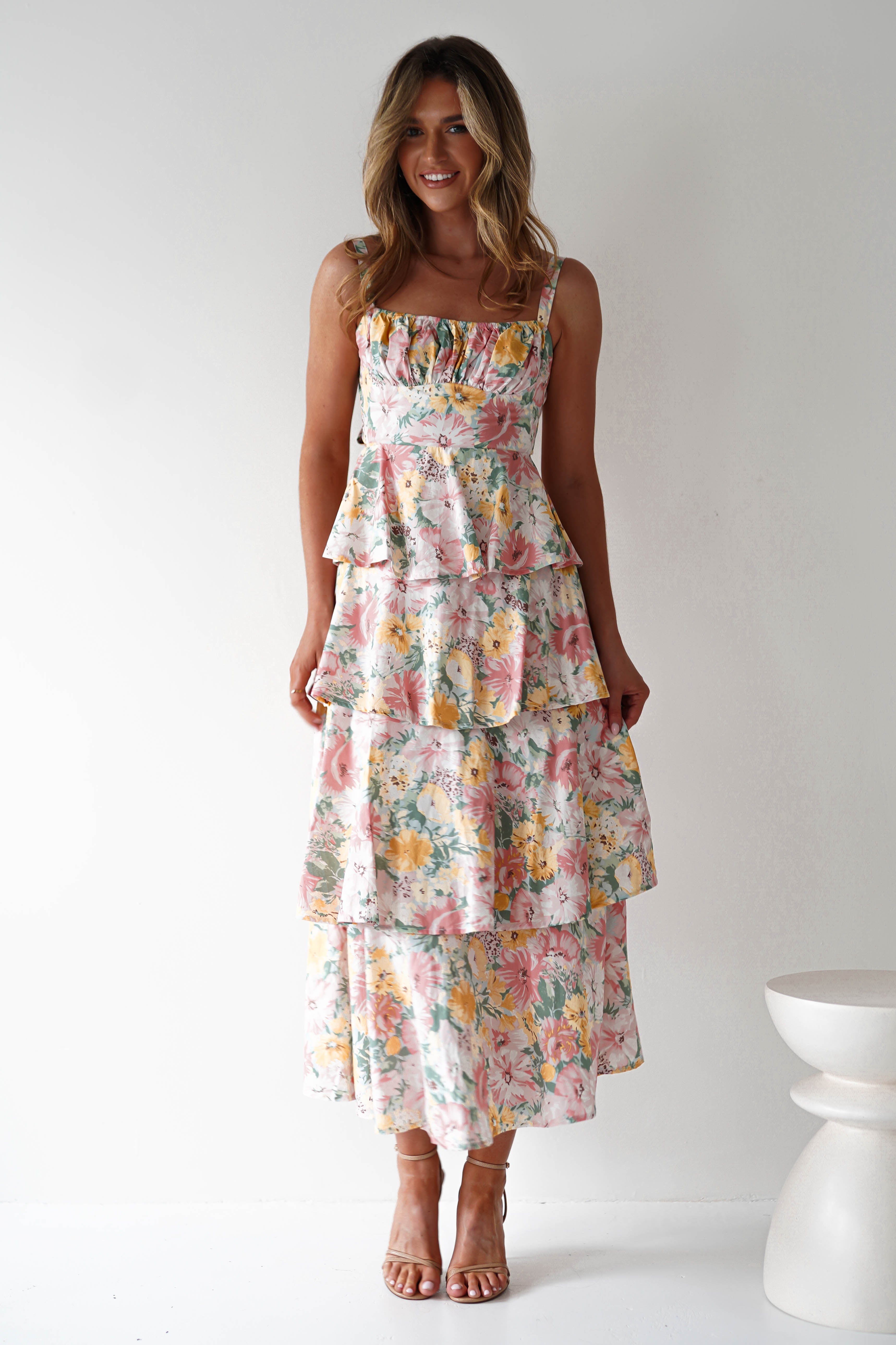 Connie Ruffle Floral Maxi Dress | Mixed Print