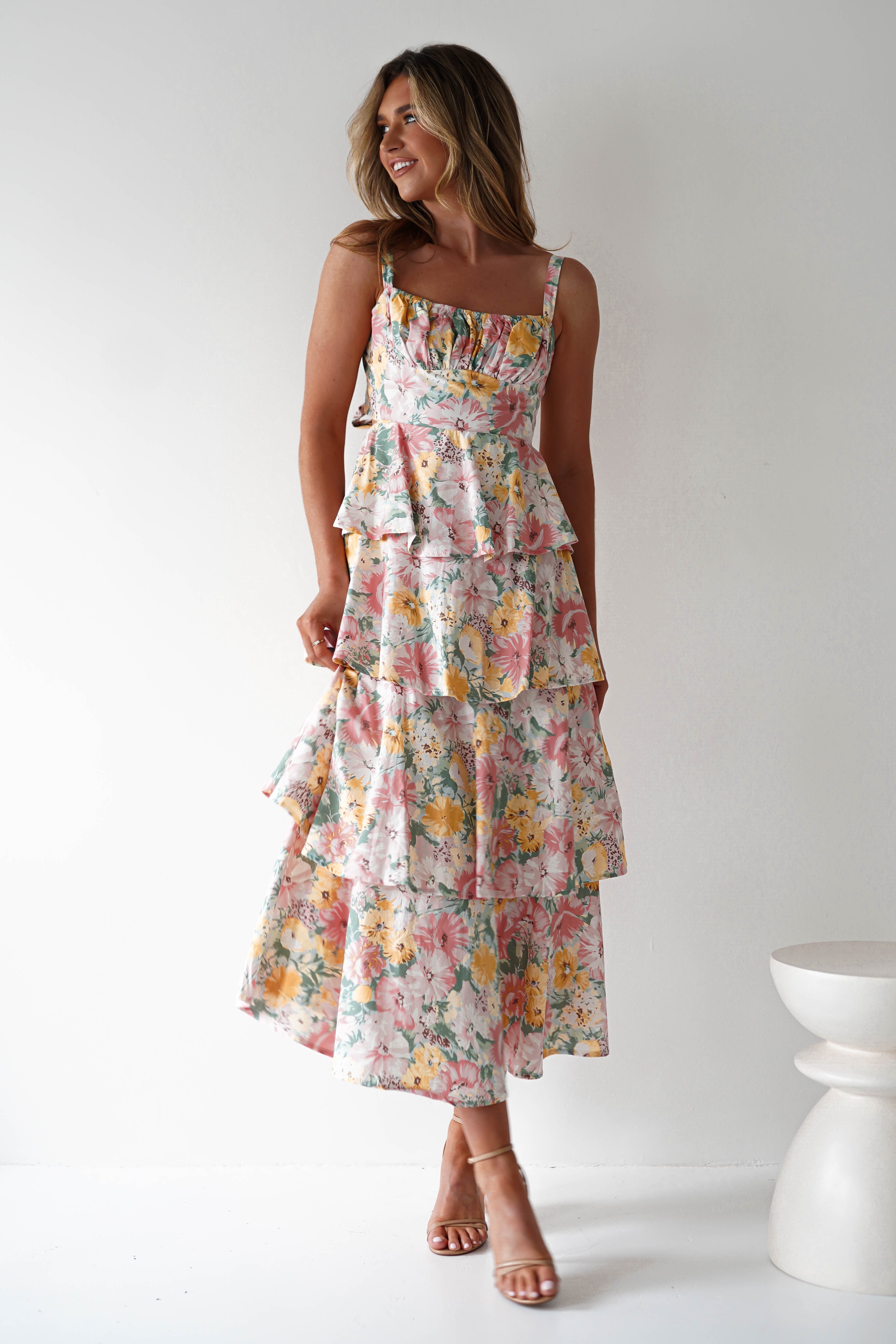 Connie Ruffle Floral Maxi Dress | Mixed Print