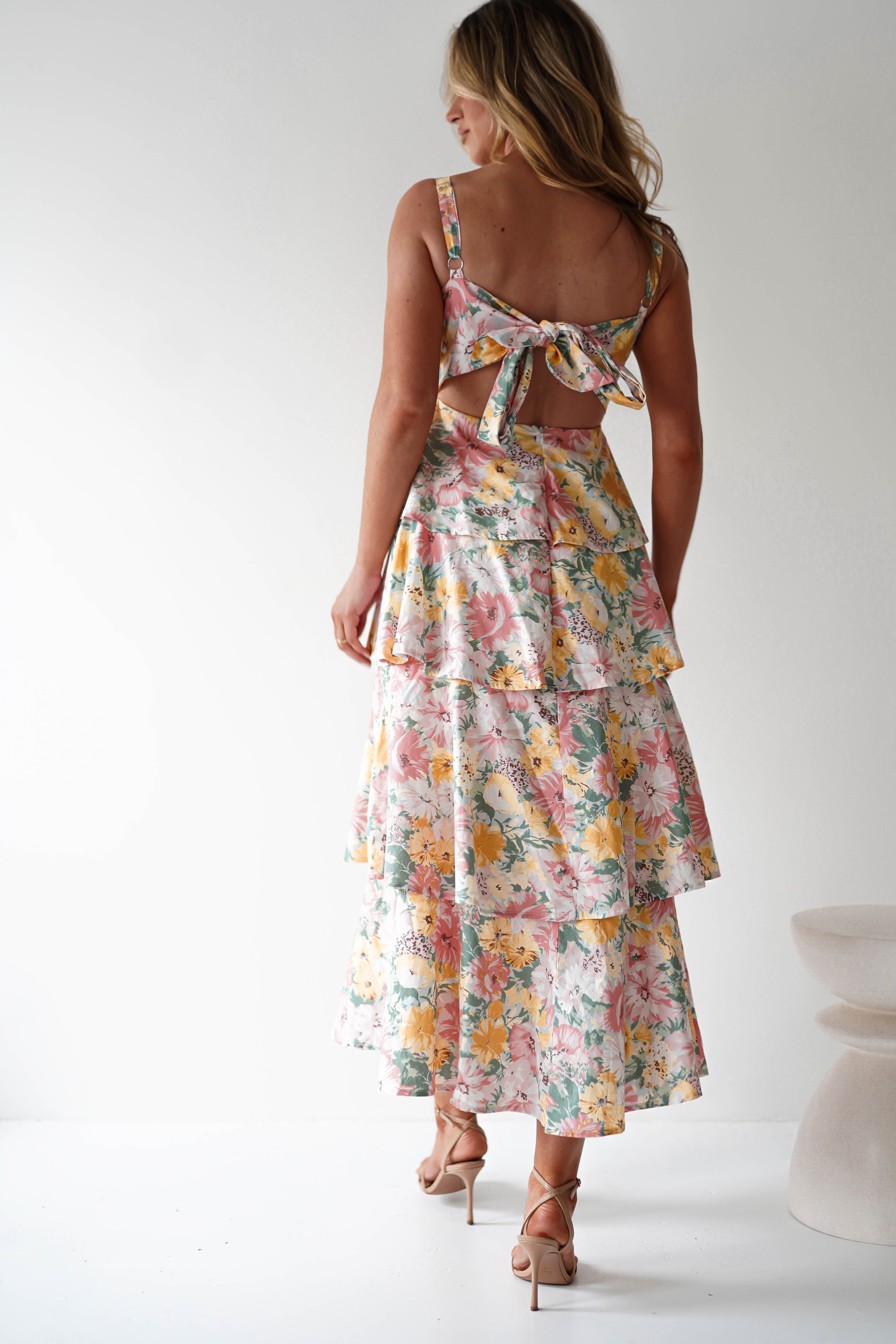 Connie Ruffle Floral Maxi Dress | Mixed Print