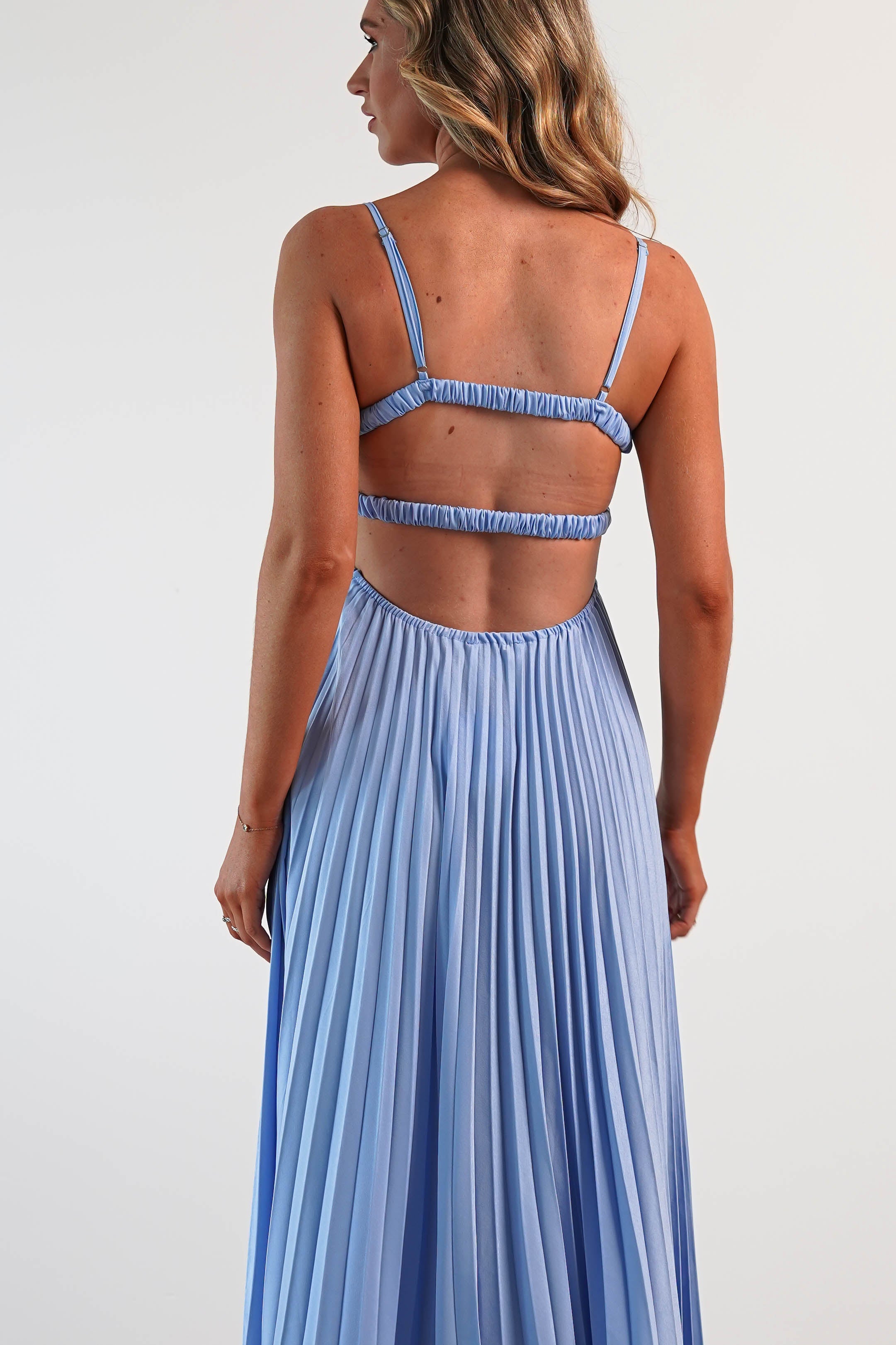 Cooper Pleated Midi Dress | Blue