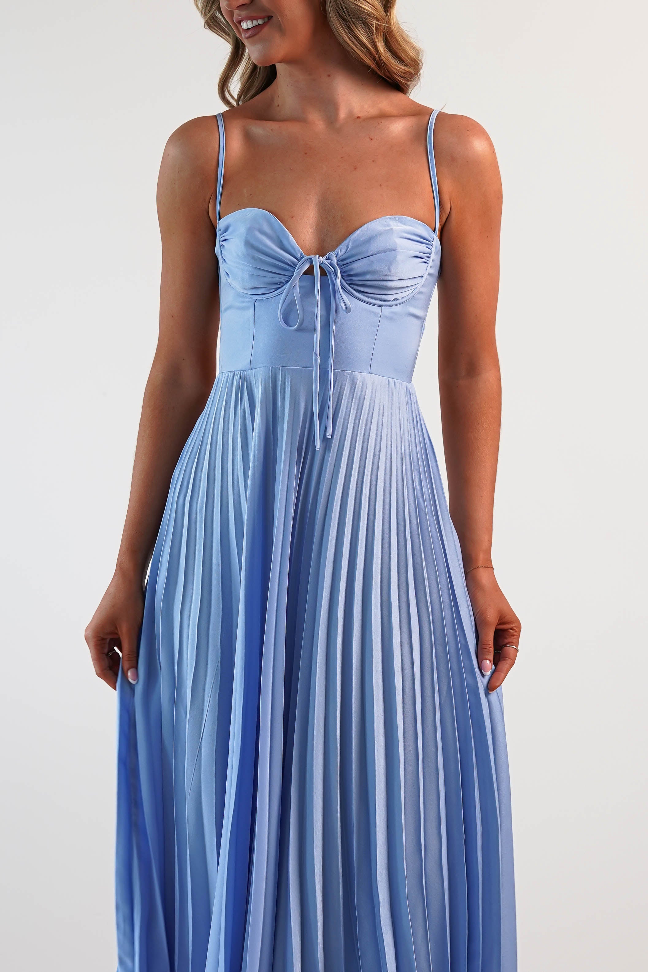 Cooper Pleated Midi Dress | Blue