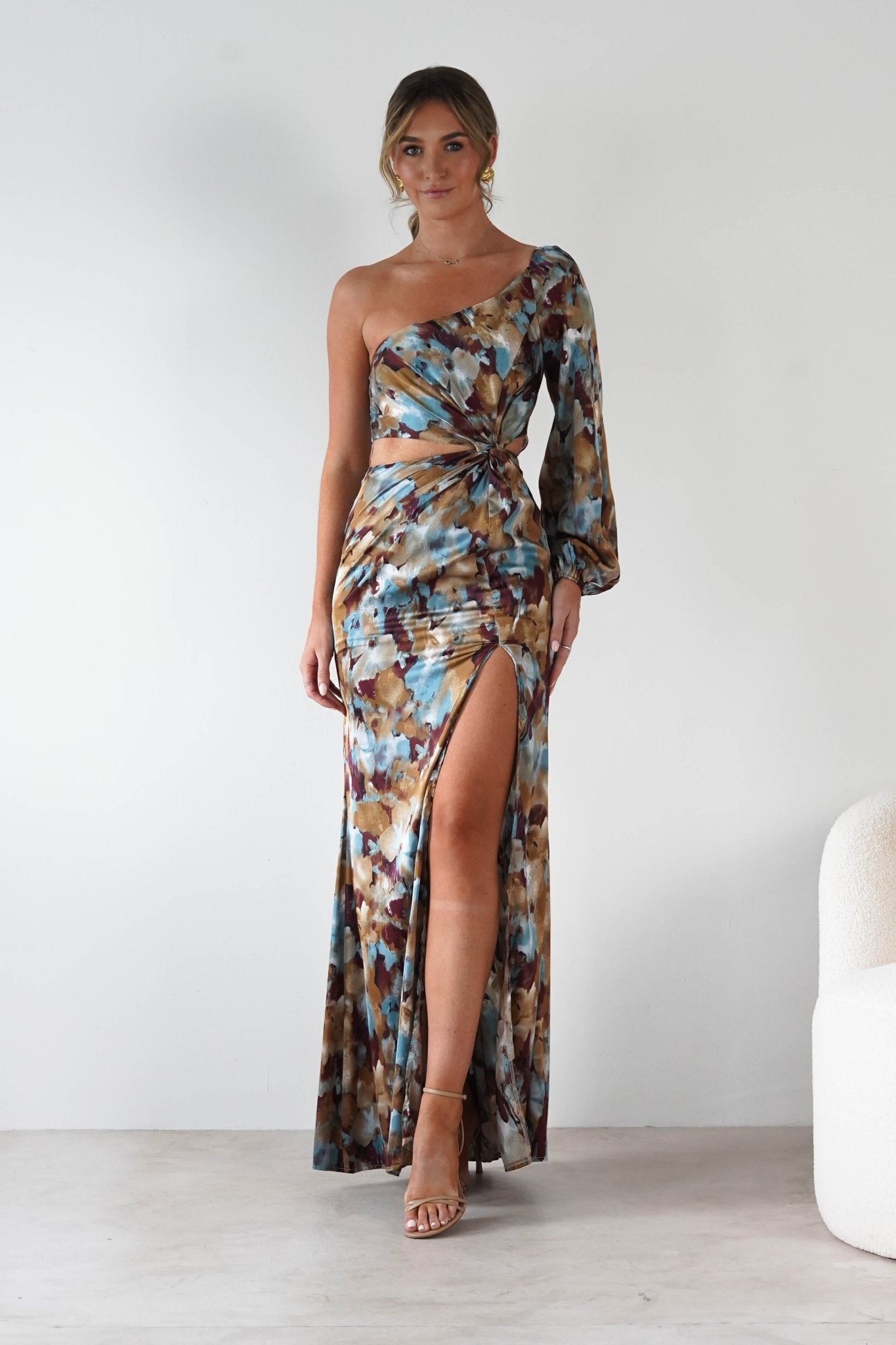 Corina One Sleeve Maxi Dress | Mixed Print | Oh Hello Clothing | S (8)