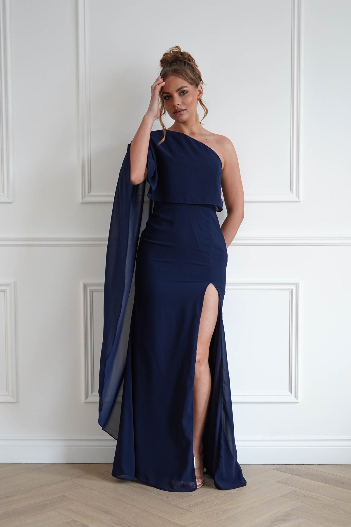 Criselda One Shoulder Chiffon Maxi Dress