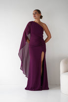 Oh Hello Clothing Women > Clothing > Dresses Criselda One Shoulder Chiffon Maxi Dress | Plum