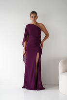 Oh Hello Clothing Women > Clothing > Dresses Criselda One Shoulder Chiffon Maxi Dress | Plum
