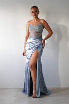 Crystal Bodycon Embellished Gown | Blue | Debs & Prom | Formal Gown | Oh Hello Clothing