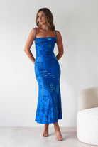 Dahlia Floral Jacquard Maxi Dress Royal Blue | Wedding Guest Dress | Maxi | Oh Hello Clothing