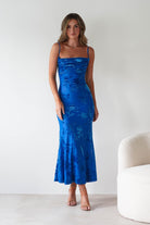 Dahlia Floral Jacquard Maxi Dress Royal Blue | Wedding Guest Dress | Maxi | Oh Hello Clothing