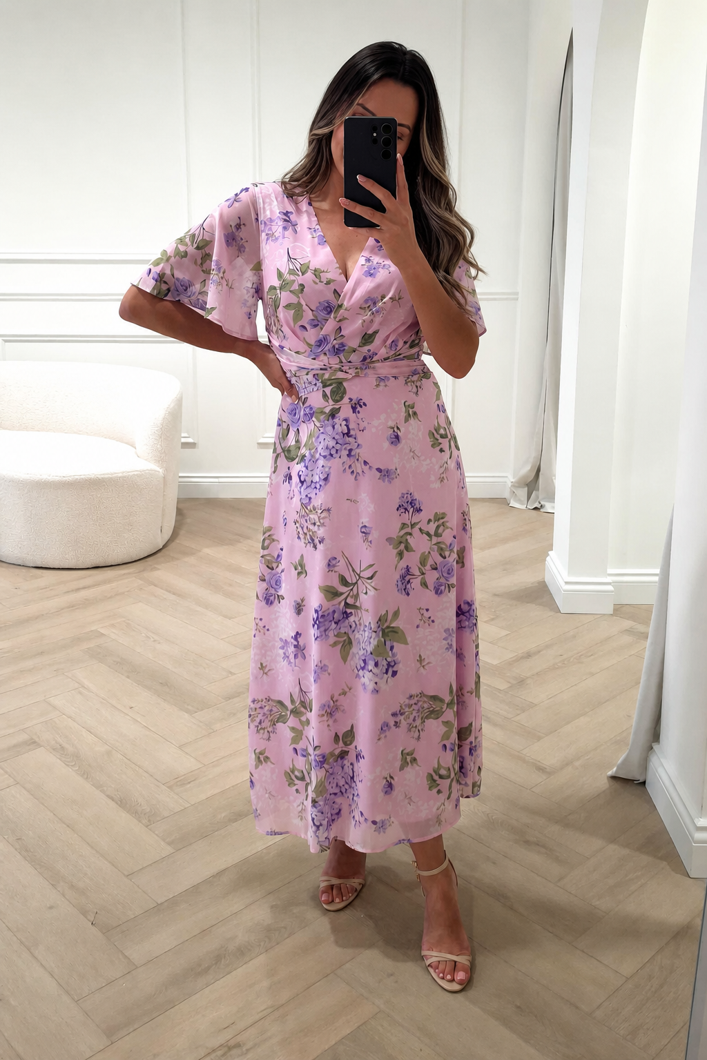 Oh Hello Clothing Women > Clothing > Dresses Daisy Wrap Neck Twist Detail Midi Dress | Lilac