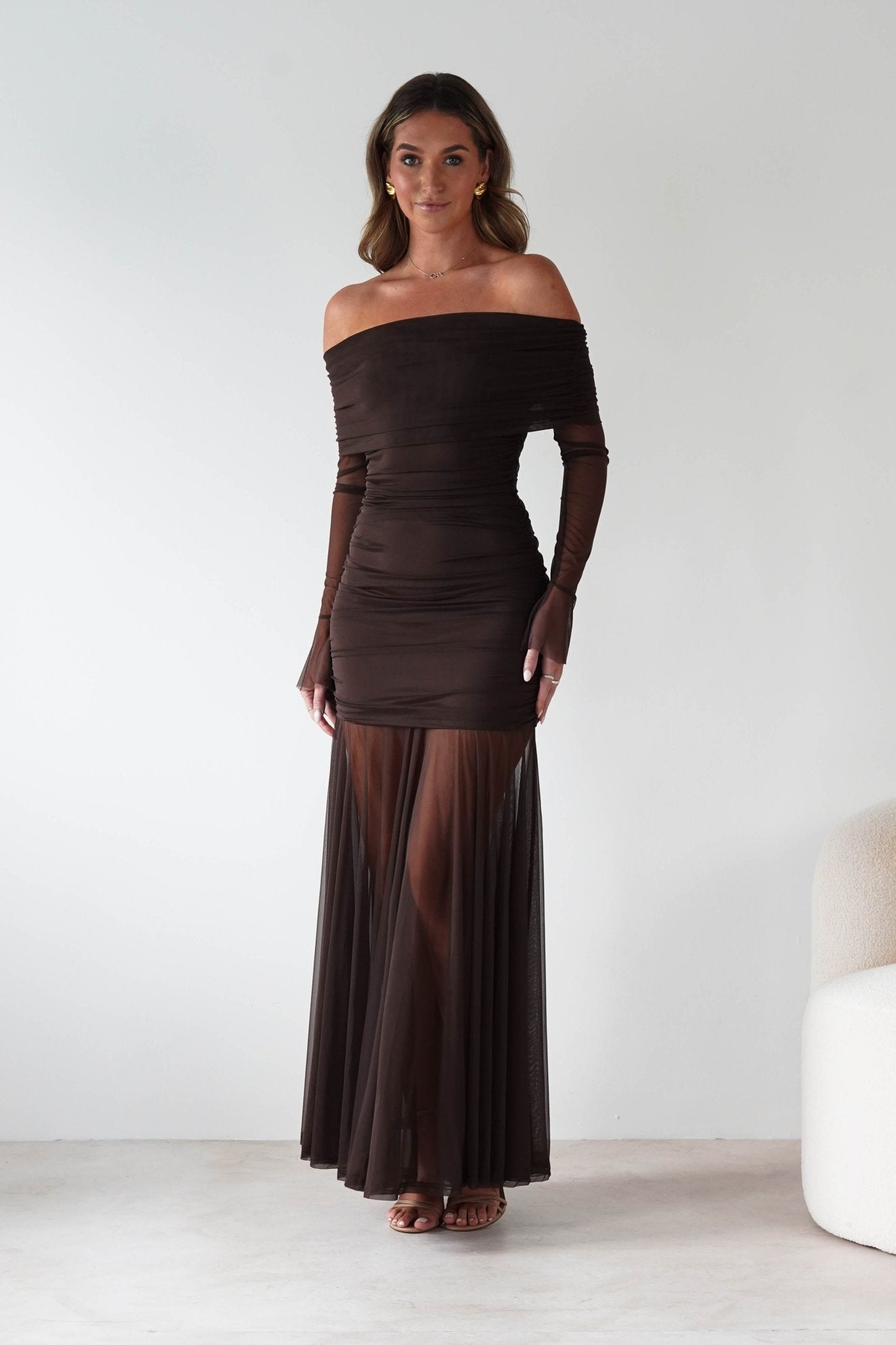 Dalton Mesh Maxi Dress | Brown | Oh Hello Clothing | S (8)