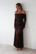 Dalton Mesh Maxi Dress Brown | Wedding Guest Dress | Maxi | Mesh | Oh Hello Clothing