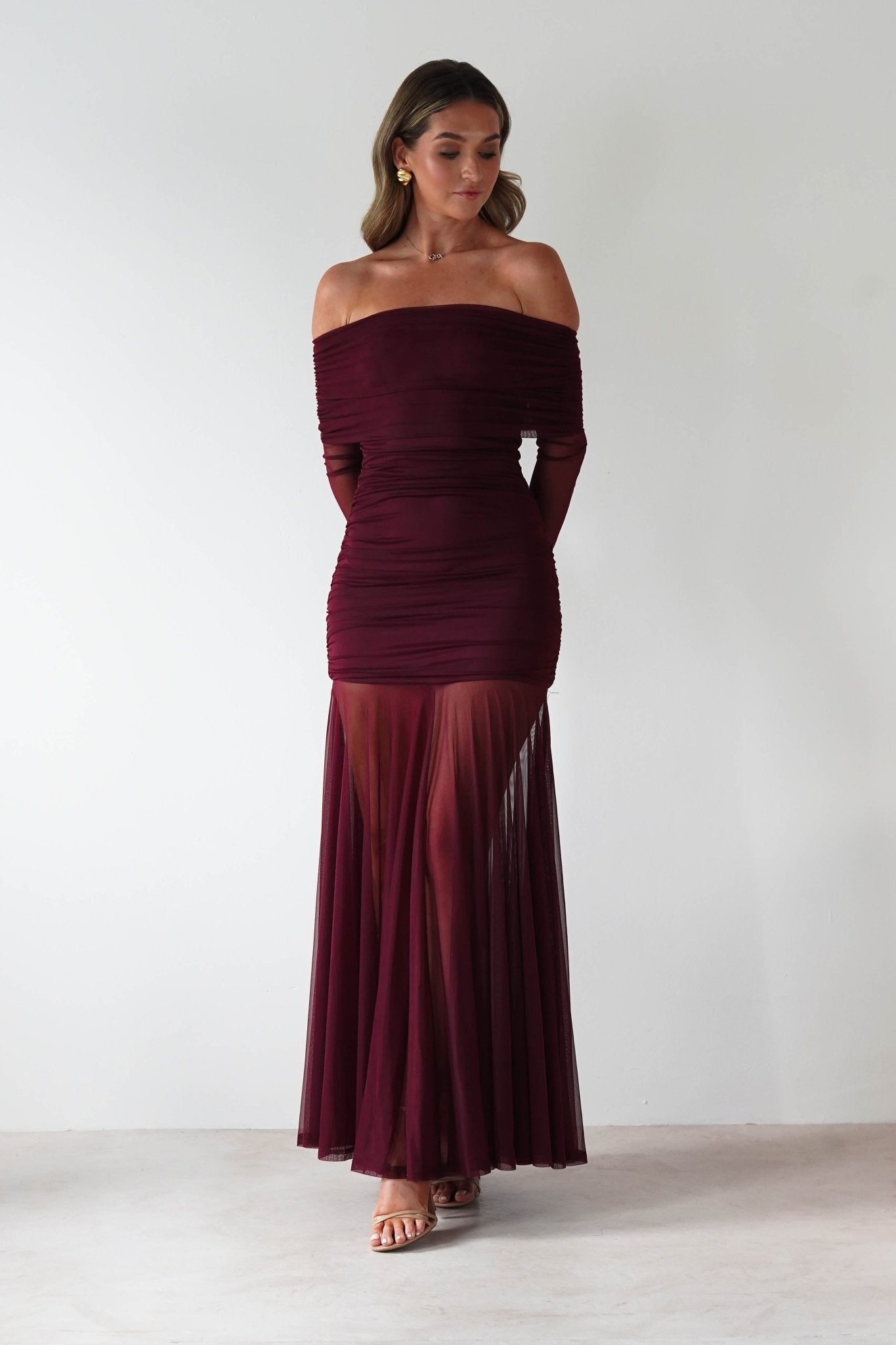 Dalton Mesh Maxi Dress | Wine | Oh Hello Clothing | S (8)