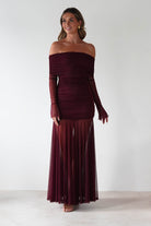Dalton Mesh Maxi Dress Wine | Wedding Guest Dress | Maxi | Mesh | Oh Hello Clothing