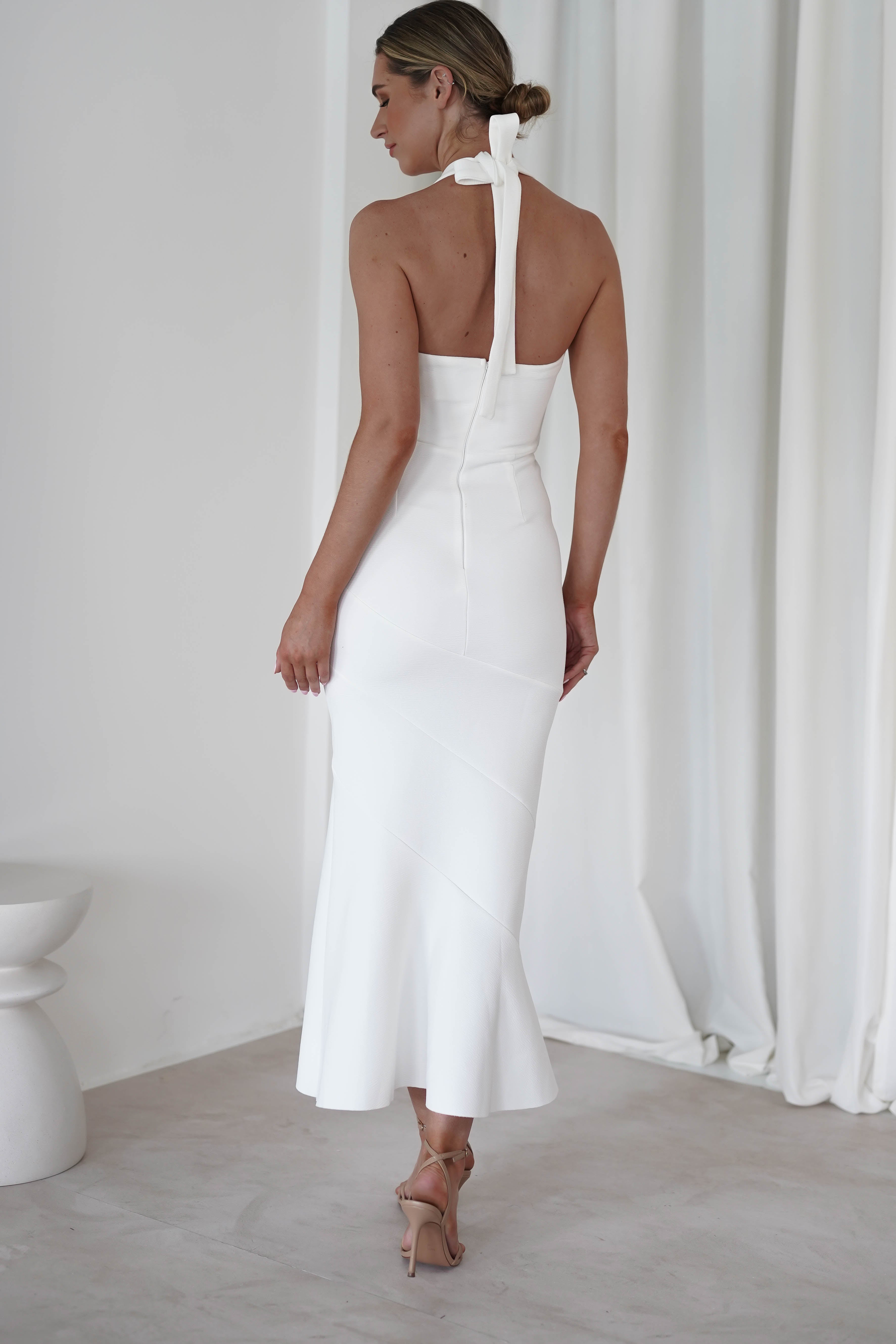 Damaris Textured Midi Dress | White