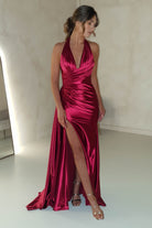 Daniella Halterneck Gown | Berry Red | Debs & Prom | Formal Gown | Oh Hello Clothing