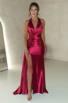 Daniella Halterneck Gown | Berry Red | Debs & Prom | Formal Gown | Oh Hello Clothing