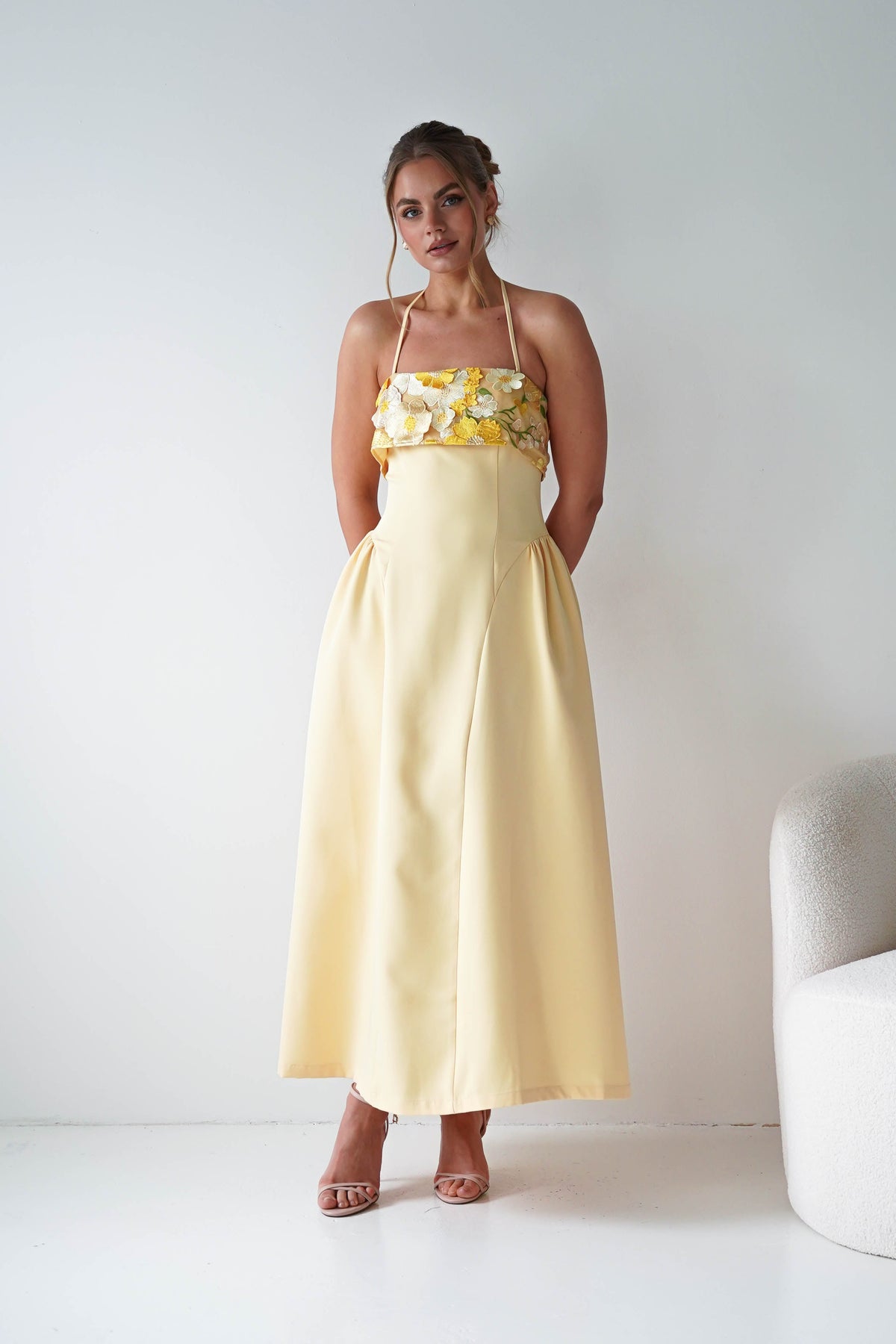 sachin and babi light blue dress Embroidery Dress Gina Tricot Yellow main image 0