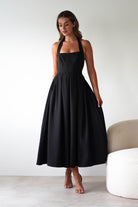 Daria Halter Neck Midi Dress Black | Wedding Guest Dress | Halter Neck | Midi | Oh Hello Clothing