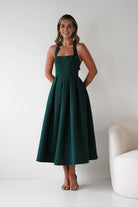 Daria Halter Neck Midi Dress | Forest Green| Wedding Guest Dress | Oh Hello Clothing