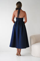 Daria Halter Neck Midi Dress | Navy| Wedding Guest Dress | Oh Hello Clothing