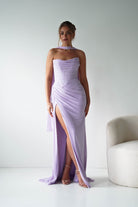 Oh Hello Clothing Dresses > Prom Dresses Diana Draped Strapless Rhinestone Gown | Lavender