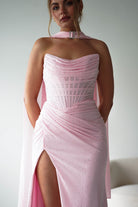 Oh Hello Clothing Dresses > Prom Dresses Diana Draped Strapless Rhinestone Gown | Pink