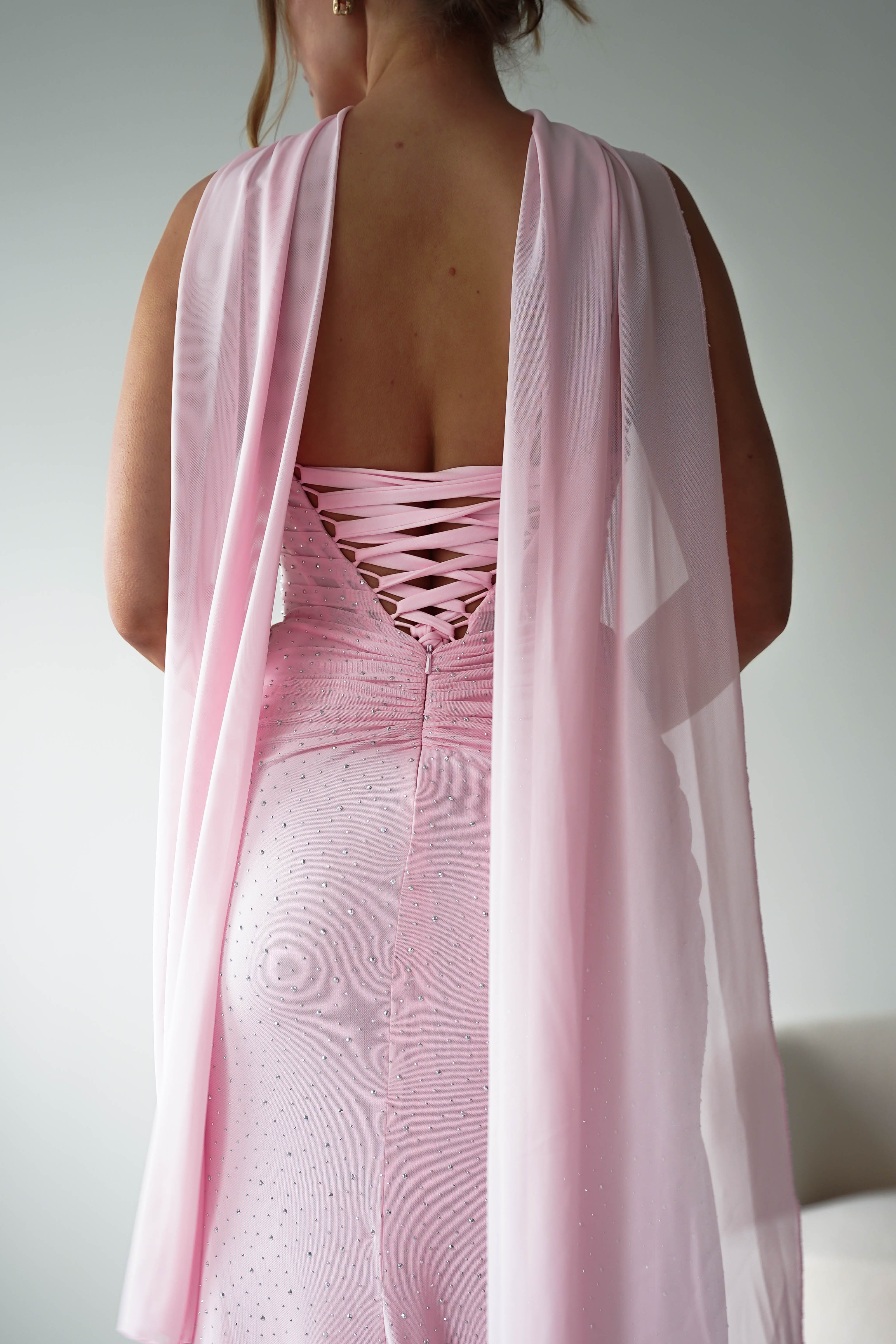 Oh Hello Clothing Dresses > Prom Dresses Diana Draped Strapless Rhinestone Gown | Pink