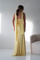 Oh Hello Clothing Dresses > Prom Dresses Diana Draped Strapless Rhinestone Gown | Yellow