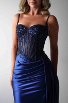 Diva Embellished Corset Gown | Royal Navy | Debs & Prom | Formal Gown | Oh Hello Clothing