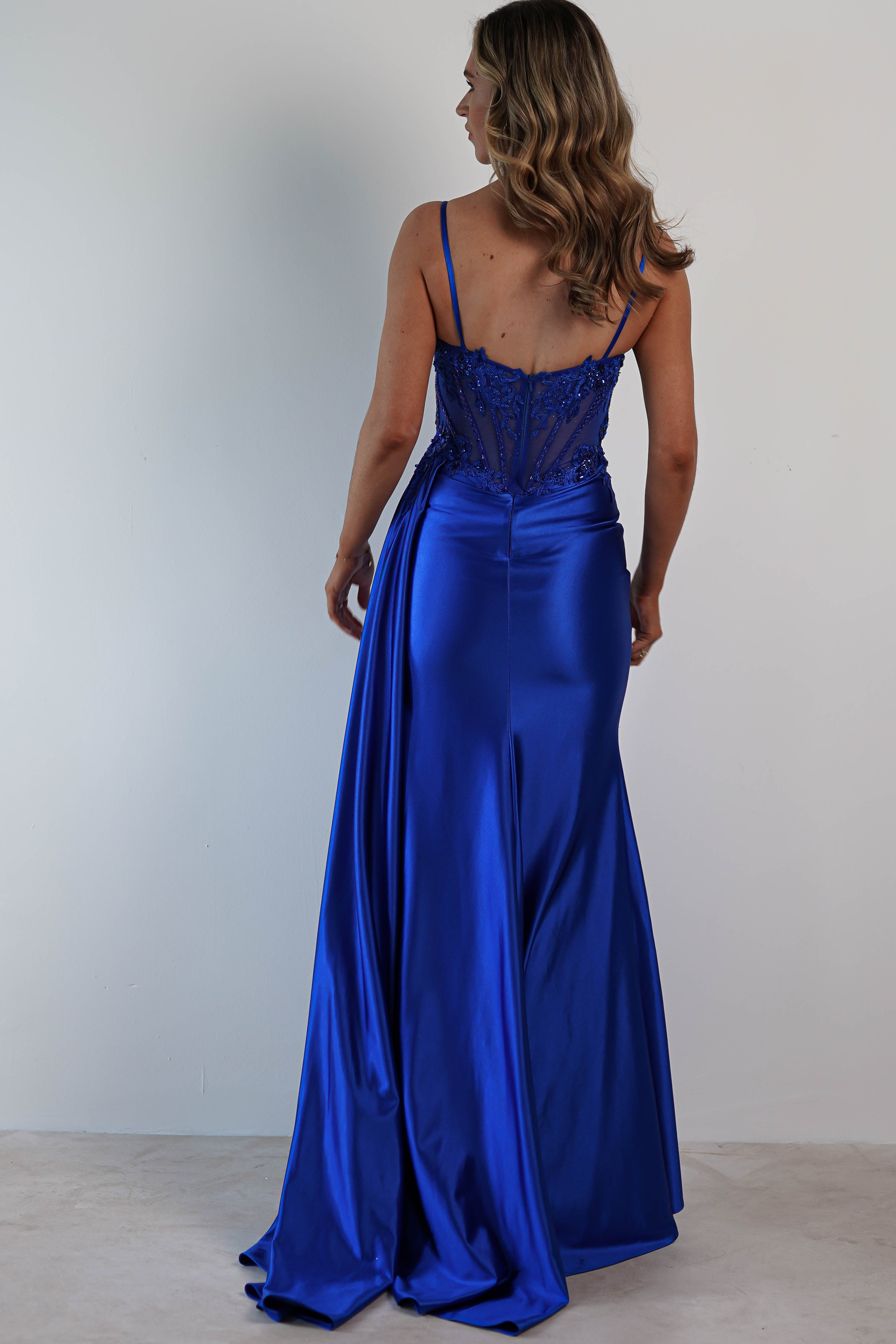 Diva Embellished Corset Gown | Royal Blue