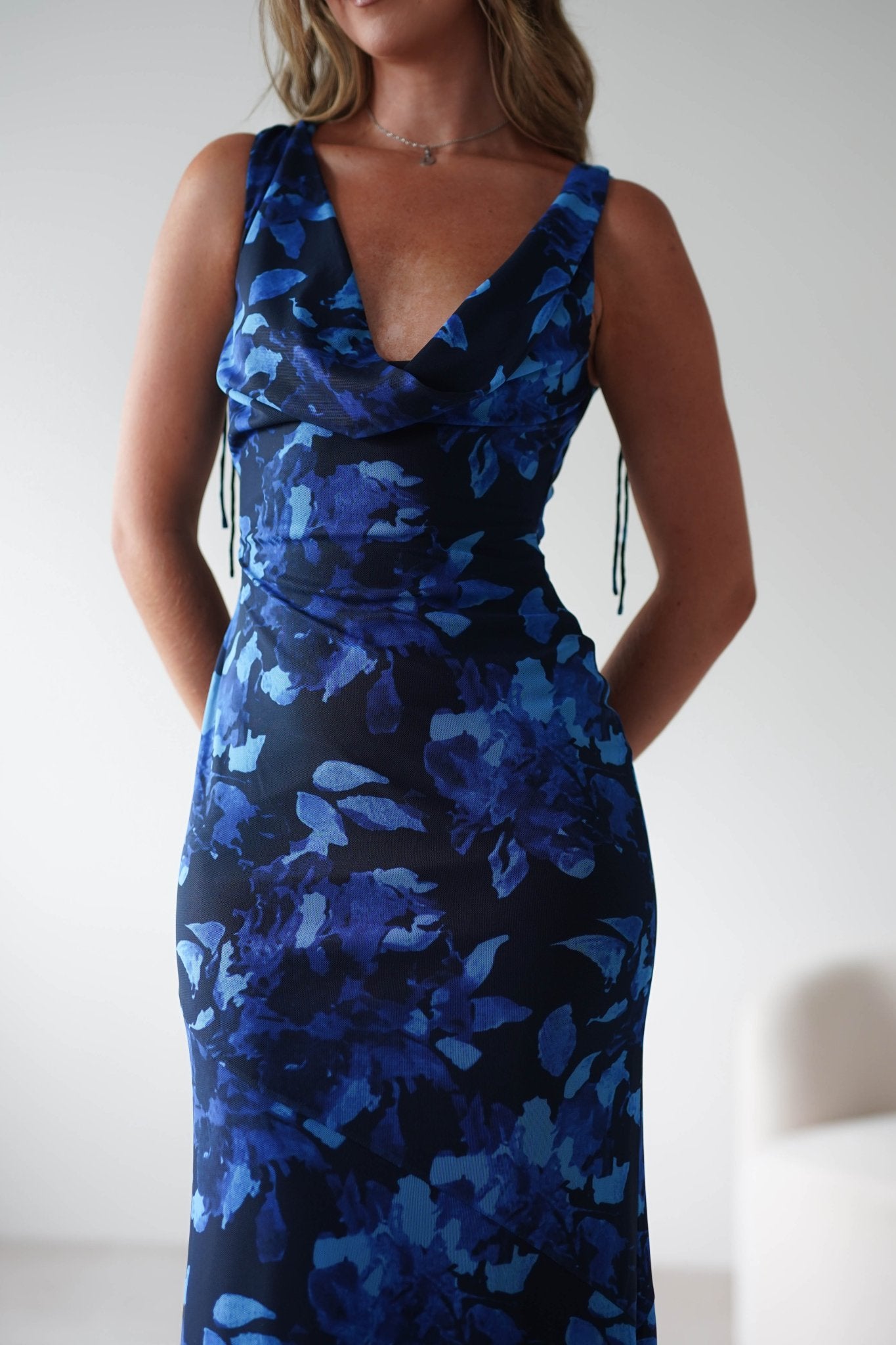 Donatella Mesh Floral Maxi Dress | Blue Print | Oh Hello Clothing | XS (6)