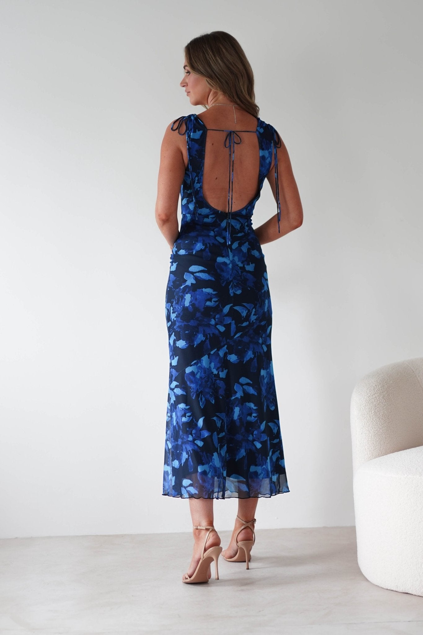 Donatella Mesh Floral Maxi Dress | Blue Print | Oh Hello Clothing | XS (6)