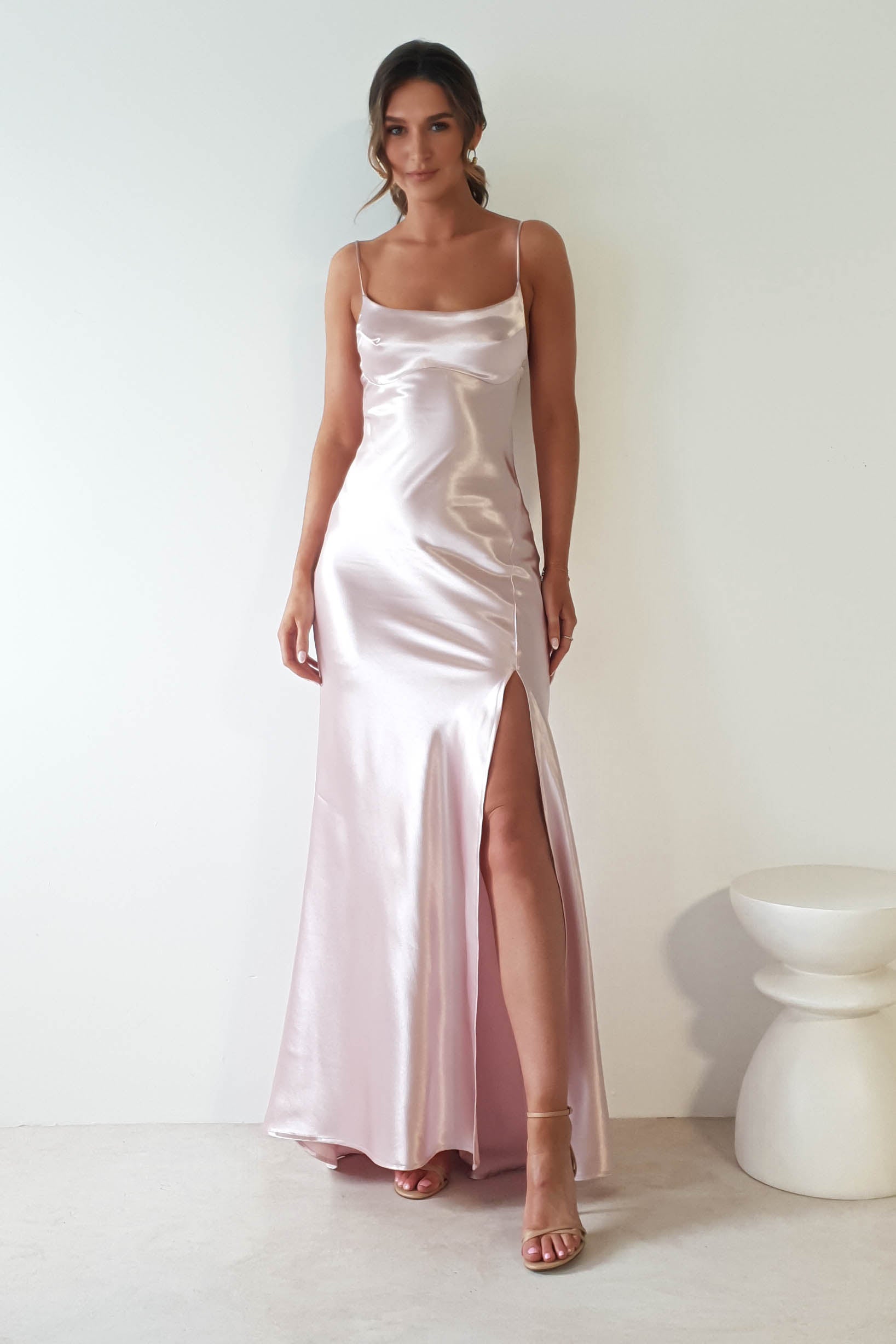 Celinee Satin Maxi Gown | Rose