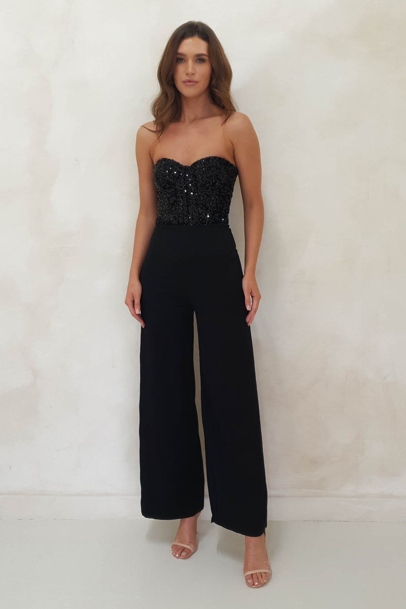 Ginny Sequin Jumpsuit | Black